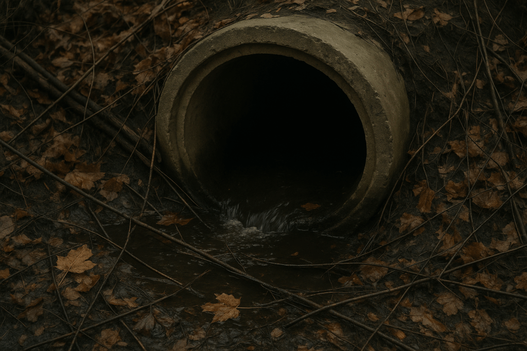 Autumn Forest Stream with Debris Accumulation
