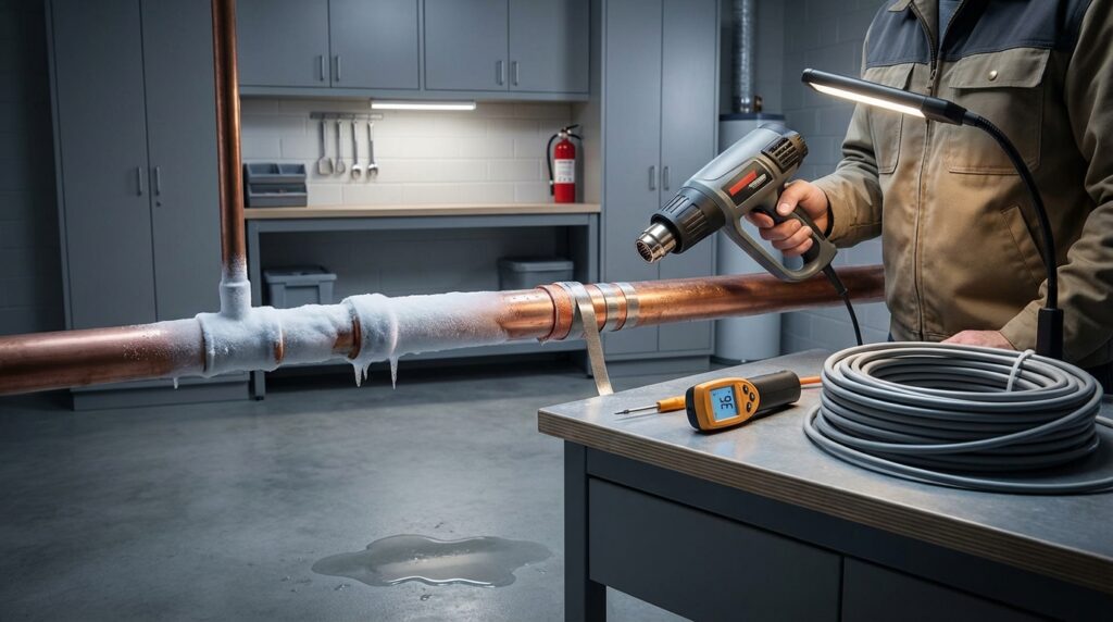 thawing frozen pipes safely