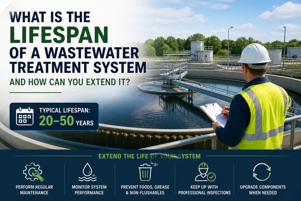 lifespan of a wastewater treatment system