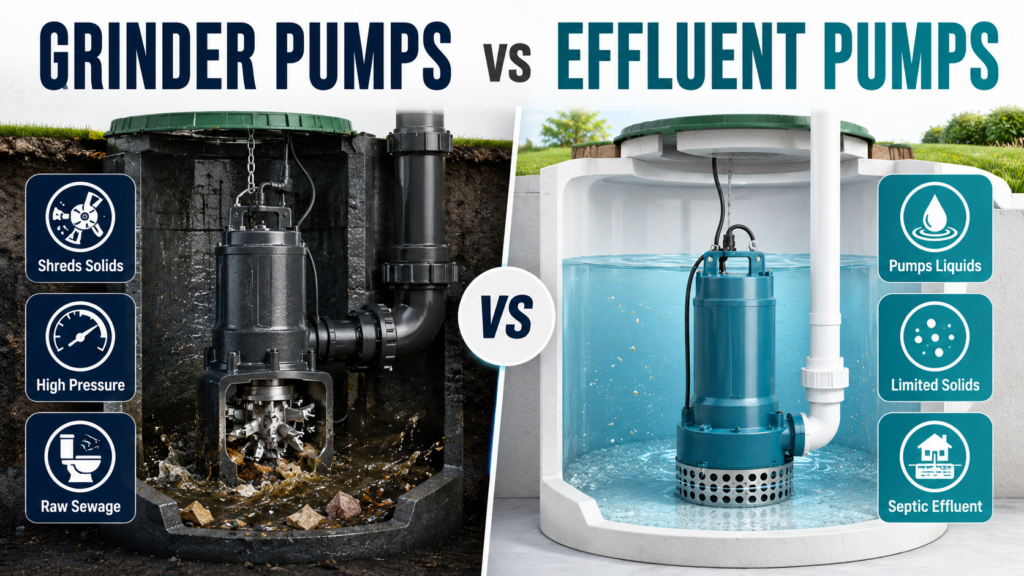 grinder pumps vs effluent pumps comparison